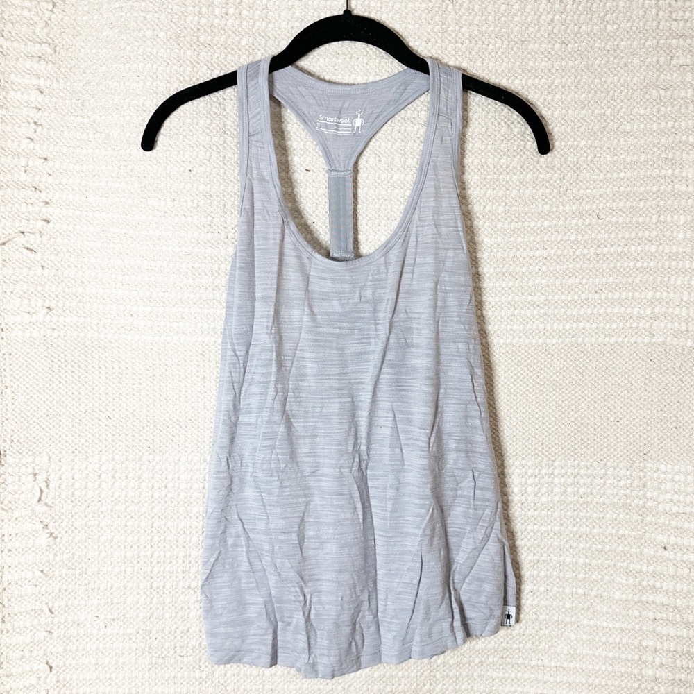 SMARTWOOL light gray merino wool Everyday Explore Slub racerback tank top S